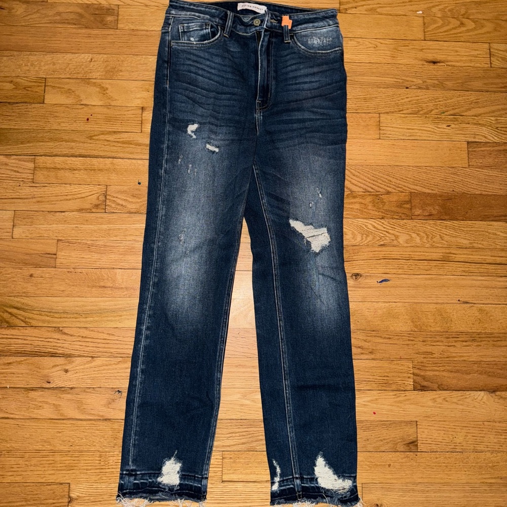 Flying monkey distressed straight leg jeans